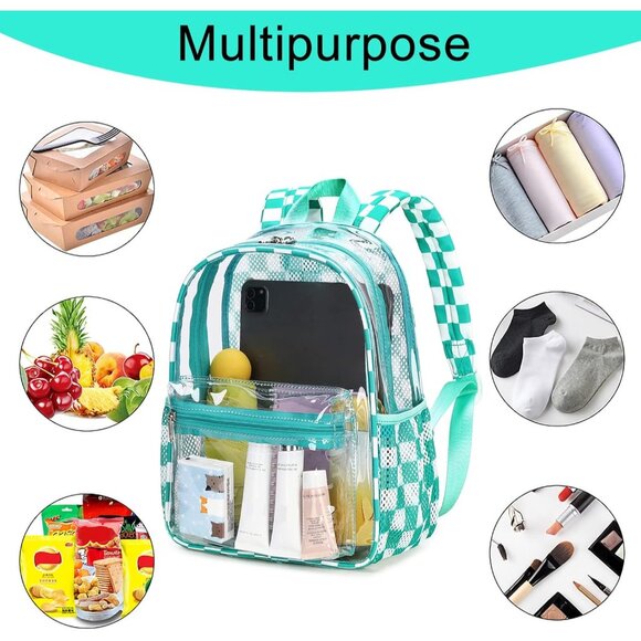New Beautiful Green White Clear Small Backpack for Girls, Women's (12x12x6) - Picture 9 of 9